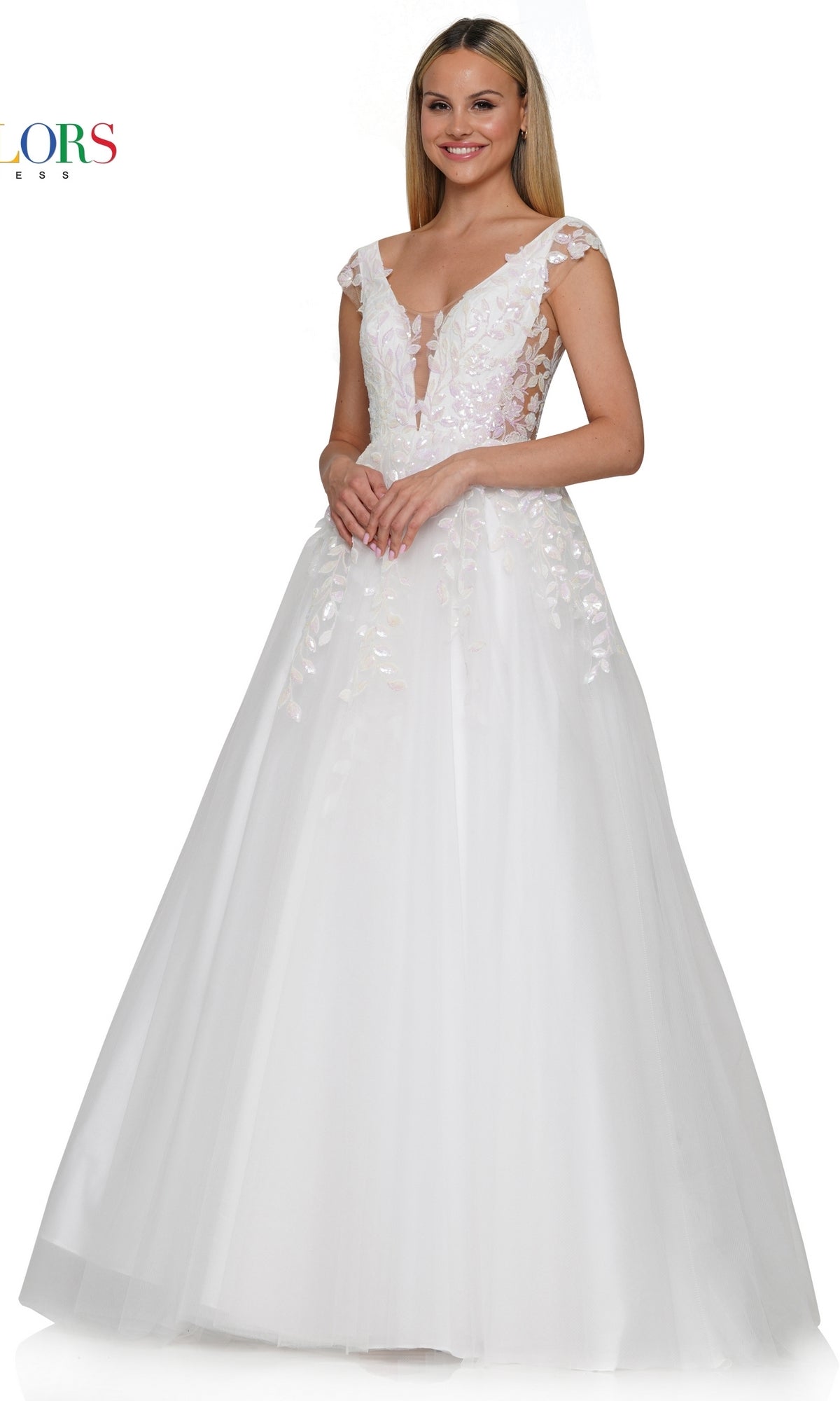 Cap Sleeve Long Prom Ball Gown: Colors Dress 3239