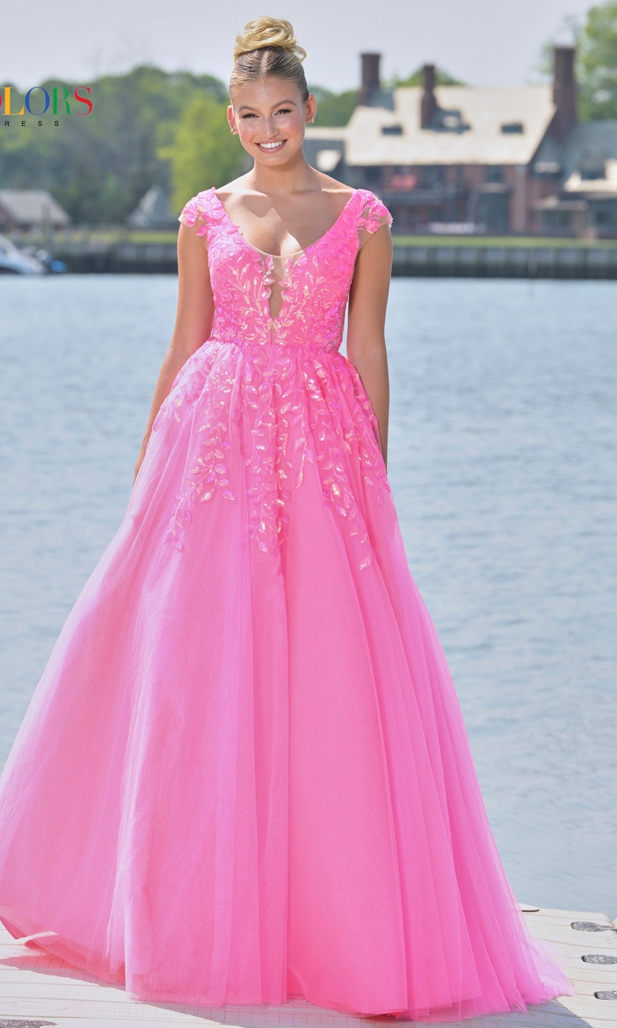 Cap Sleeve Long Prom Ball Gown: Colors Dress 3239