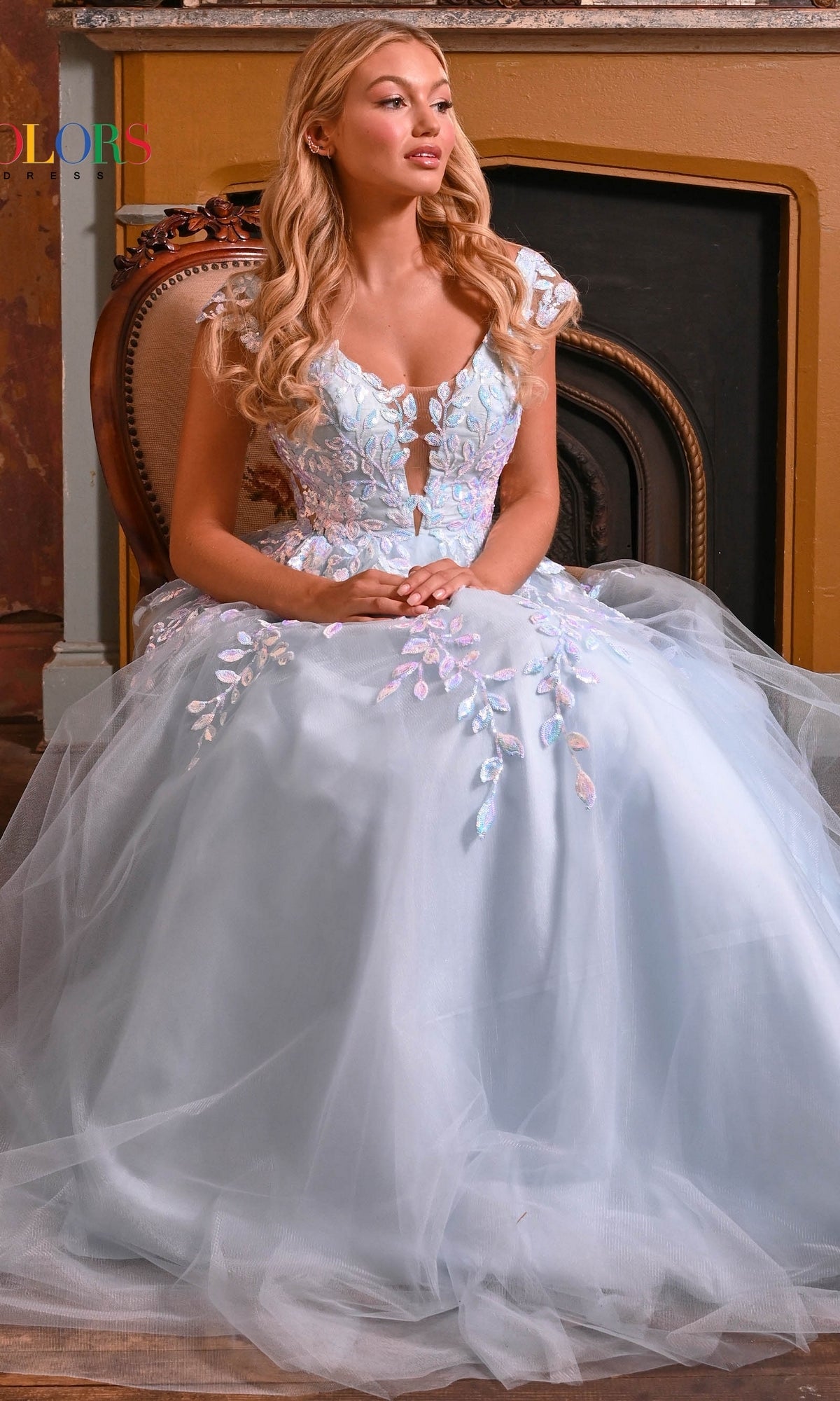 Cap Sleeve Long Prom Ball Gown: Colors Dress 3239