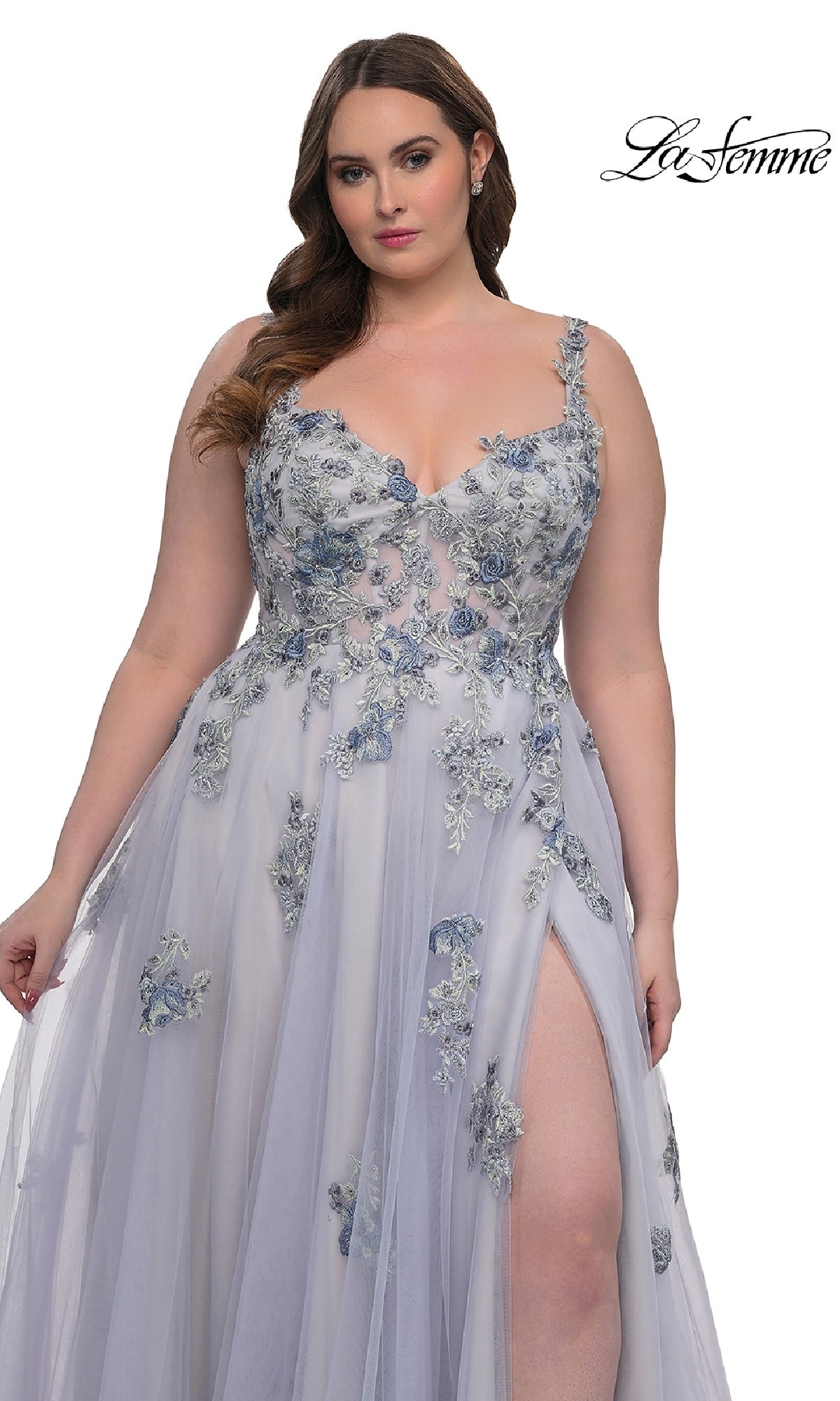 Long Plus-Size Prom Ball Gown: La Femme 32412