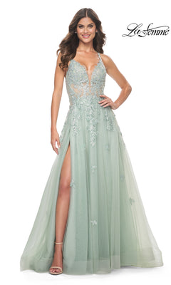 open lace back dress Embroidered Satin Open Criss Cross Back Long Prom Dress