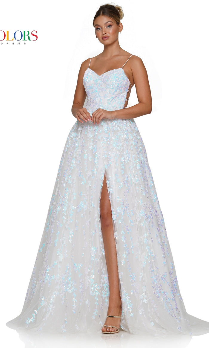 Sequin-Embroidered Backless Long Prom Dress 3247