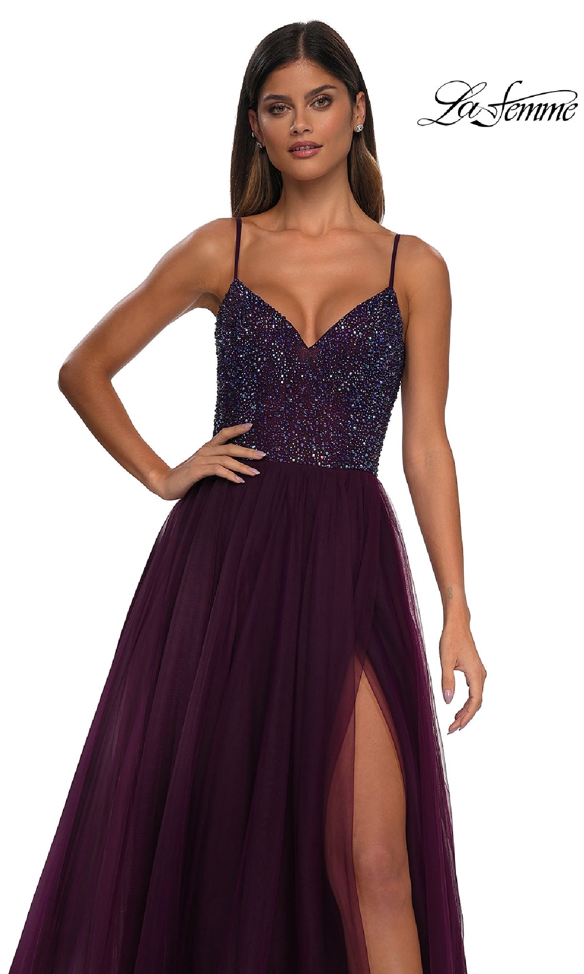 Beaded-Bodice Long A-Line Prom Dress with Pockets– PromGirl