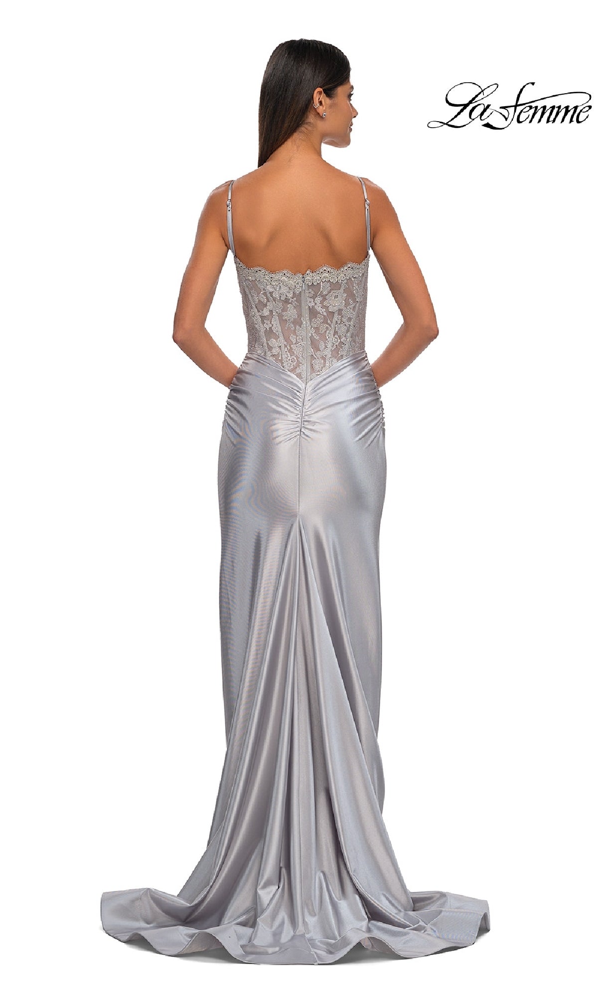 Sheer-Waist Long Prom Dress with Glitter Bodice PromGirl