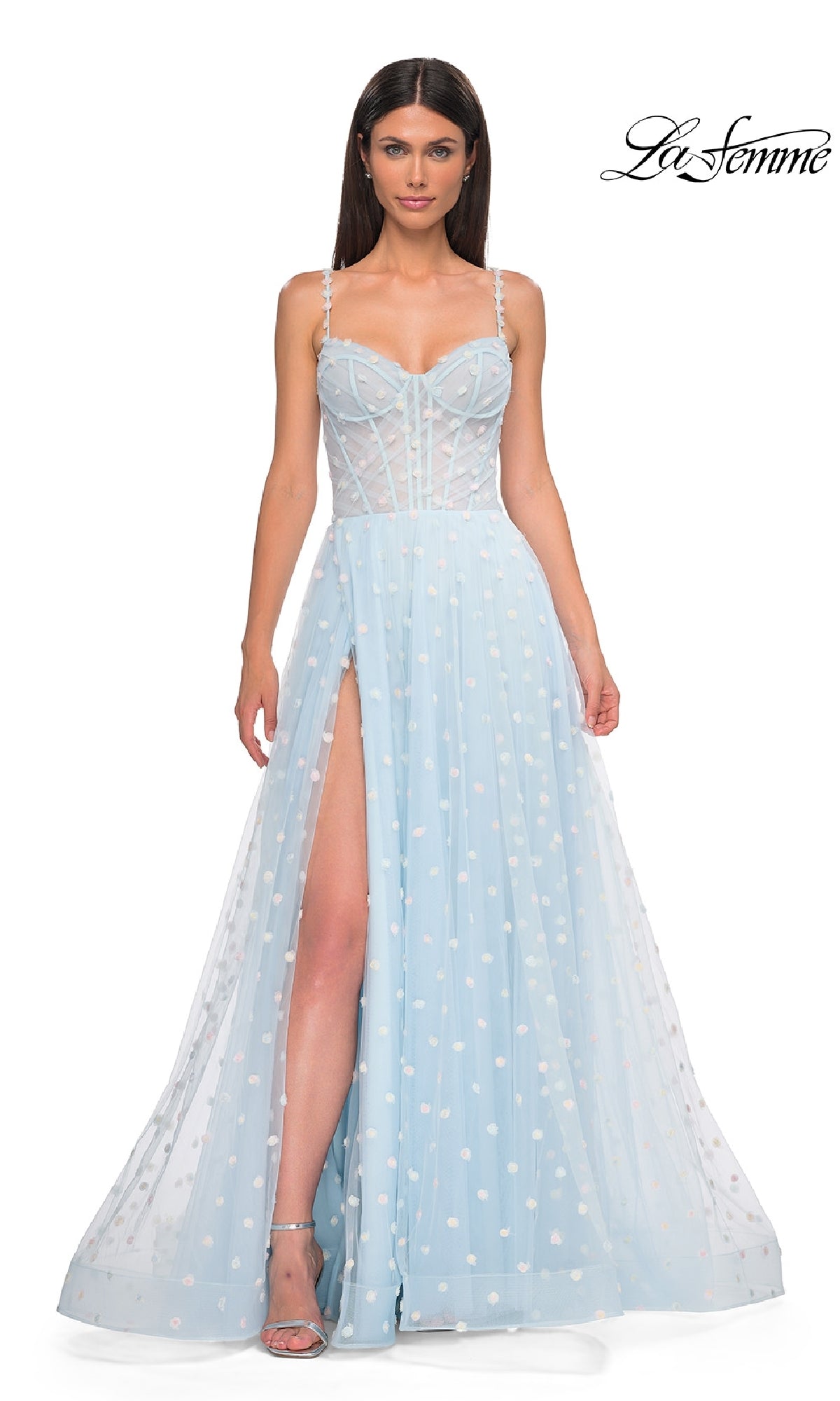 La Femme 32716 Sweetheart Polka Dot Prom Gown | Formal Dress Shops 0 / Cream La Femme 32716 Sweetheart Polka Dot Prom Gown | Formal Dress Shops 0 / Cream