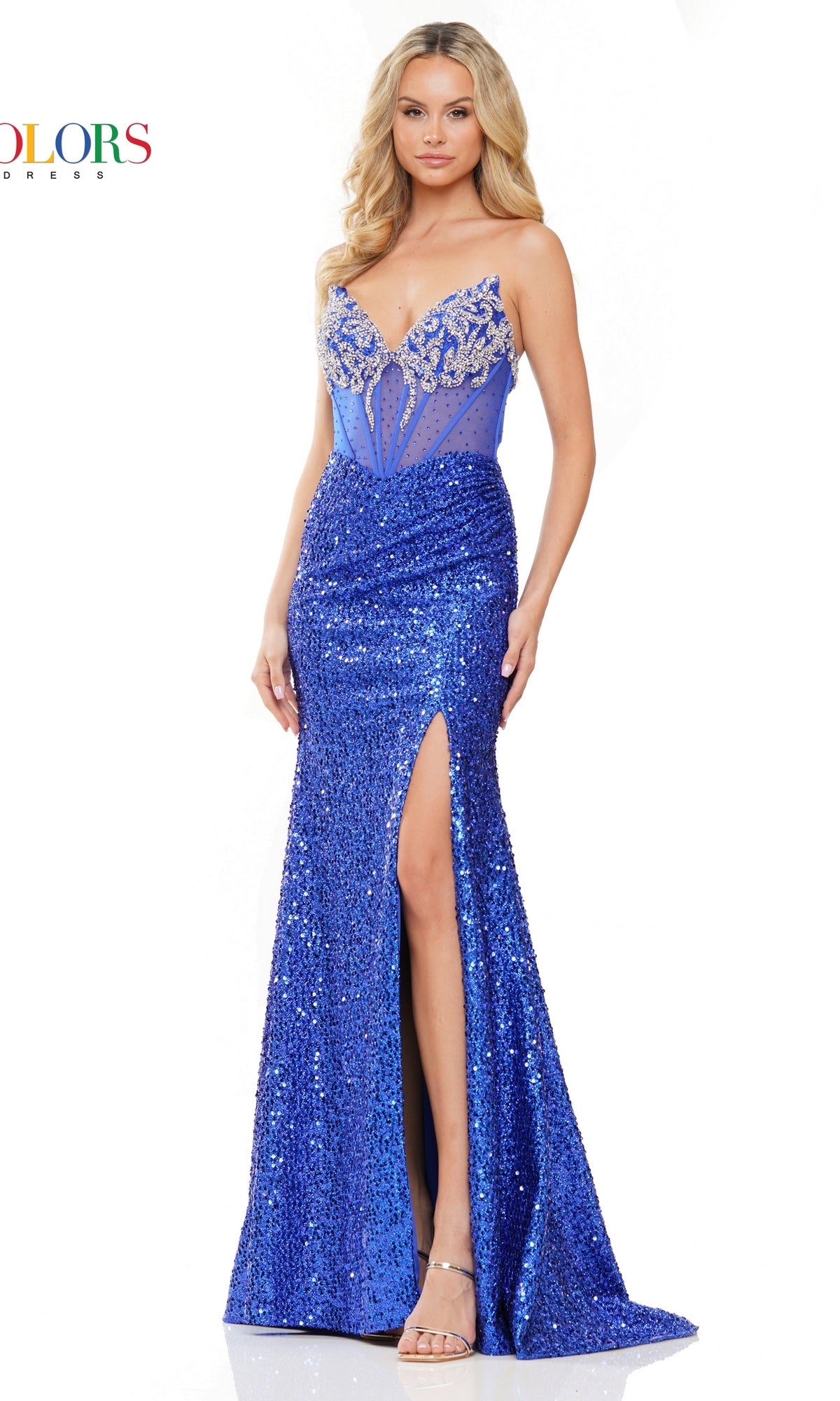Colors Dress Strapless Sequin Pageant Gown 3274