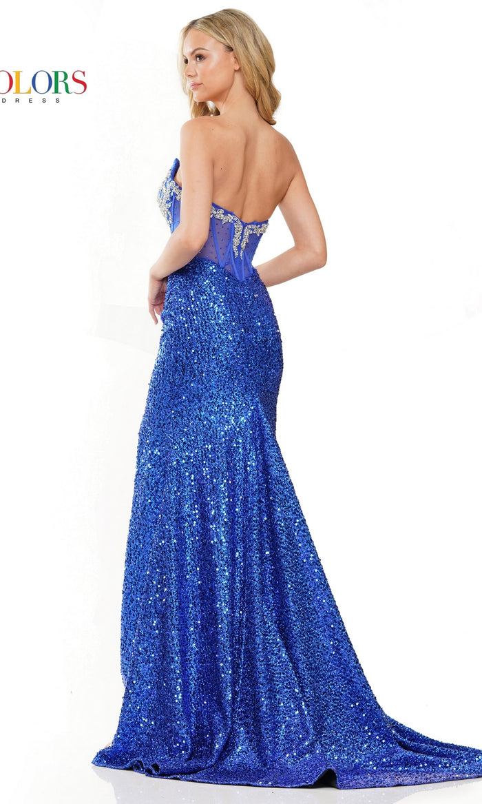 Colors Dress Strapless Sequin Pageant Gown