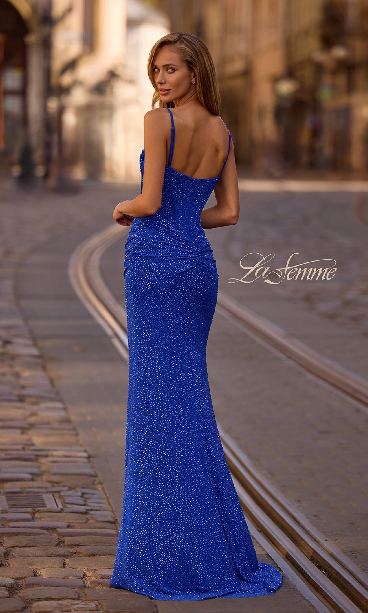Classic Long Beaded Prom Dress: La Femme 32753