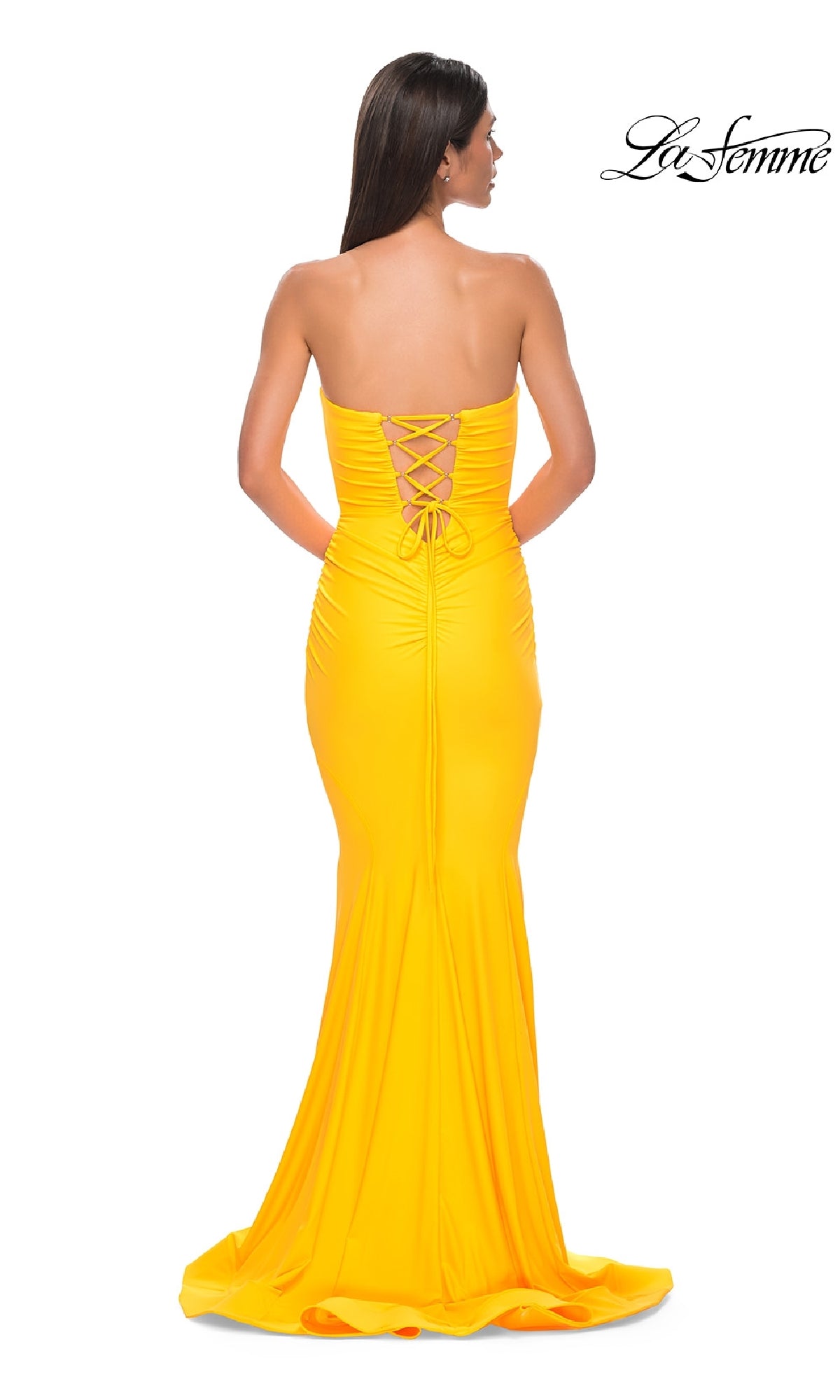 Strapless Long Mermaid Prom Dress with Lace-Up Back Hot Fuchsia / 12 Strapless Long Mermaid Prom Dress with Lace-Up Back Hot Fuchsia / 12