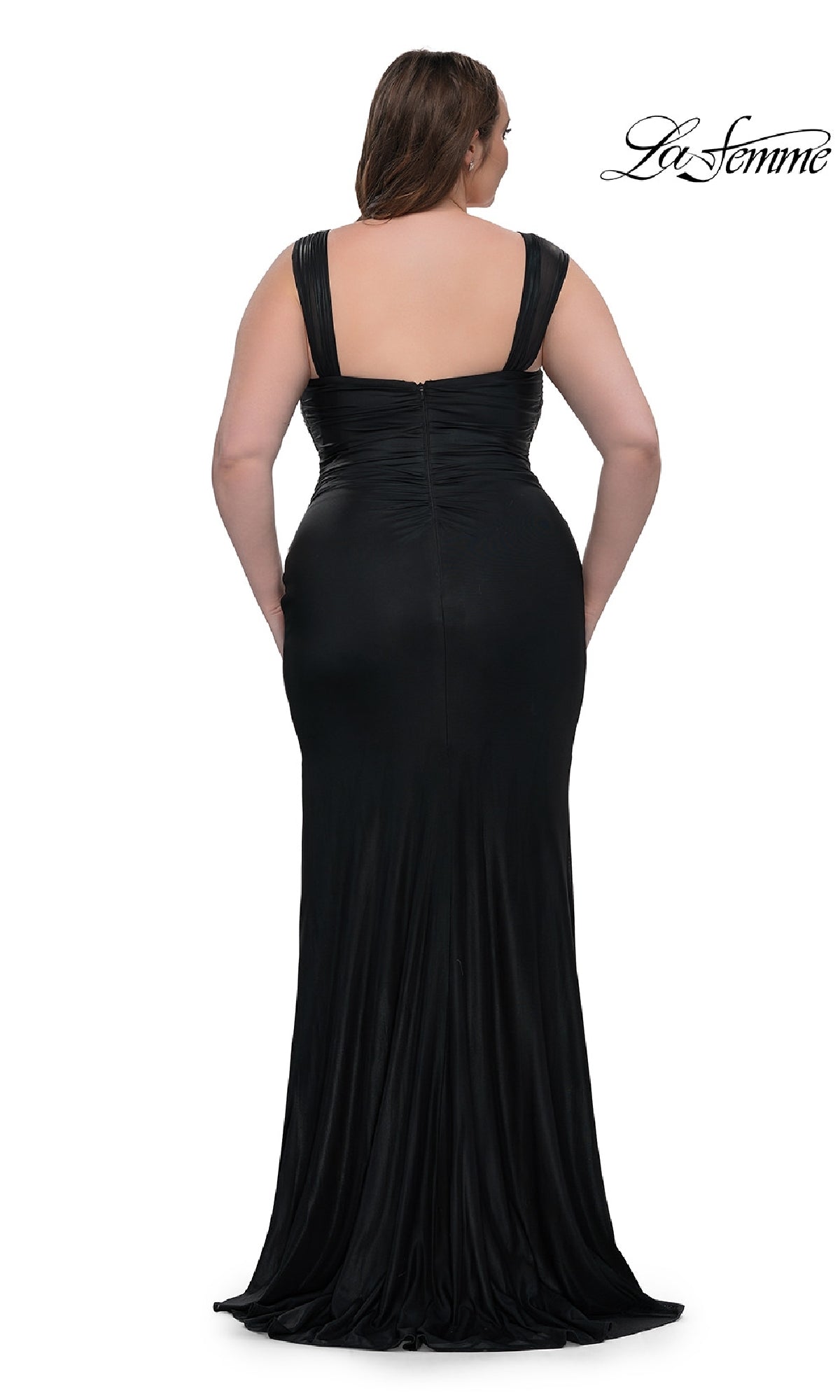 Simple Plus-Size Long Sweetheart Prom Dress with Slit Black / 20W