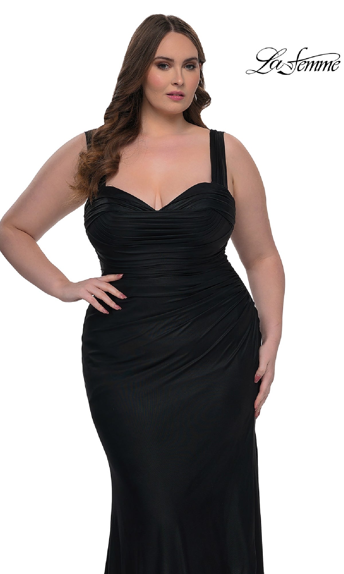 Simple Plus-Size Long Sweetheart Prom Dress with Slit Black / 20W