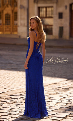 lace up back dress Zapakasa Women Long Prom Dress Mermaid Sage Spaghetti Straps Lace-up Back  Party Dress With Slit main image 1