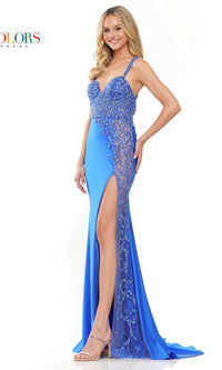 Sequin-Mesh Long Prom Gown 3306 by Colors Dress