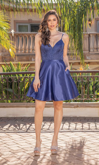Short A-Line Homecoming Dress With Lace-Up Back