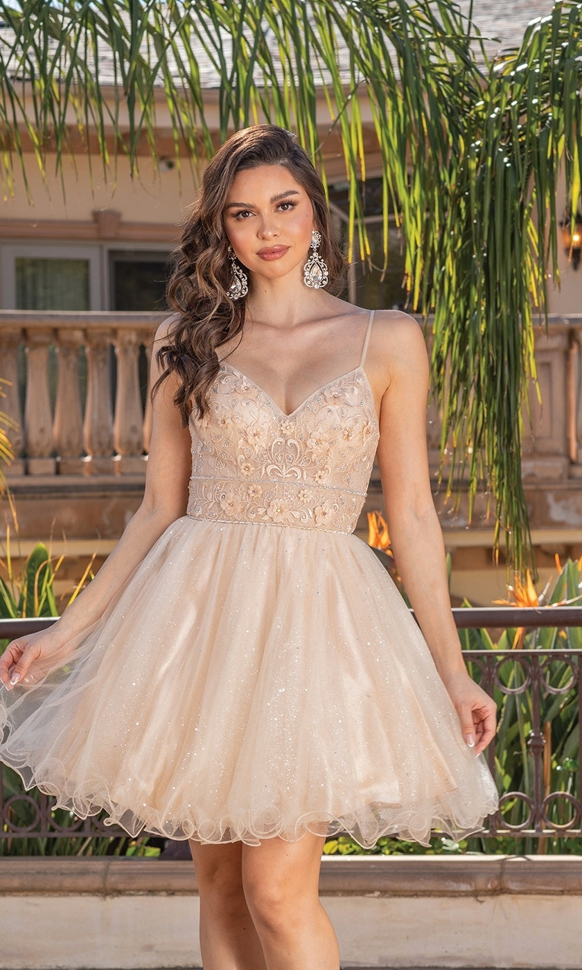 tulle short embellished bodice homecoming dress Homecoming Short Strapless Cocktail Prom Dress main image 1