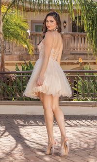 Glitter Tulle Babydoll Short Prom Dress 3336