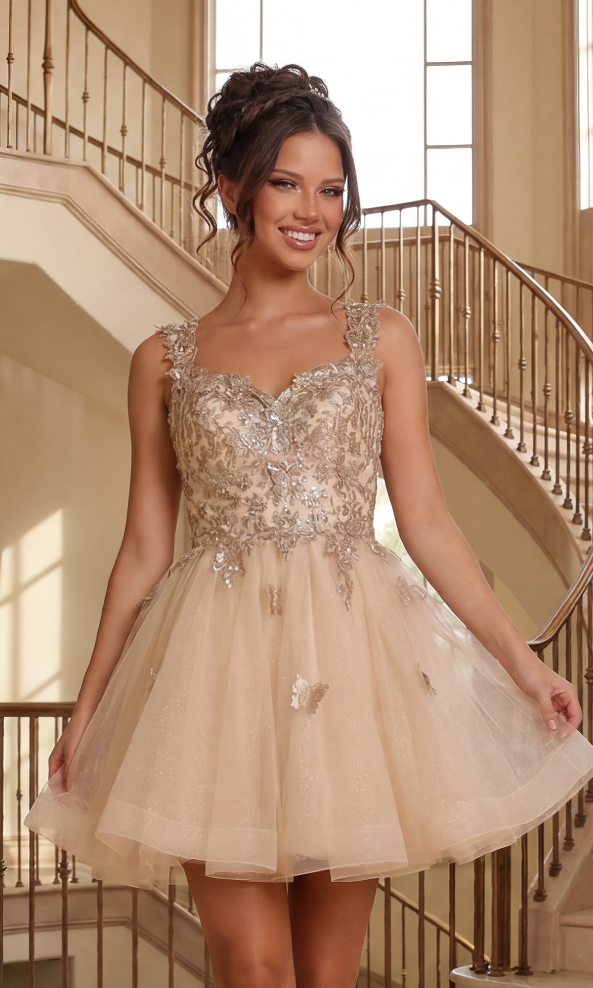 Short A-Line Homecoming Dress with Lace-Up Corset Back– PromGirl