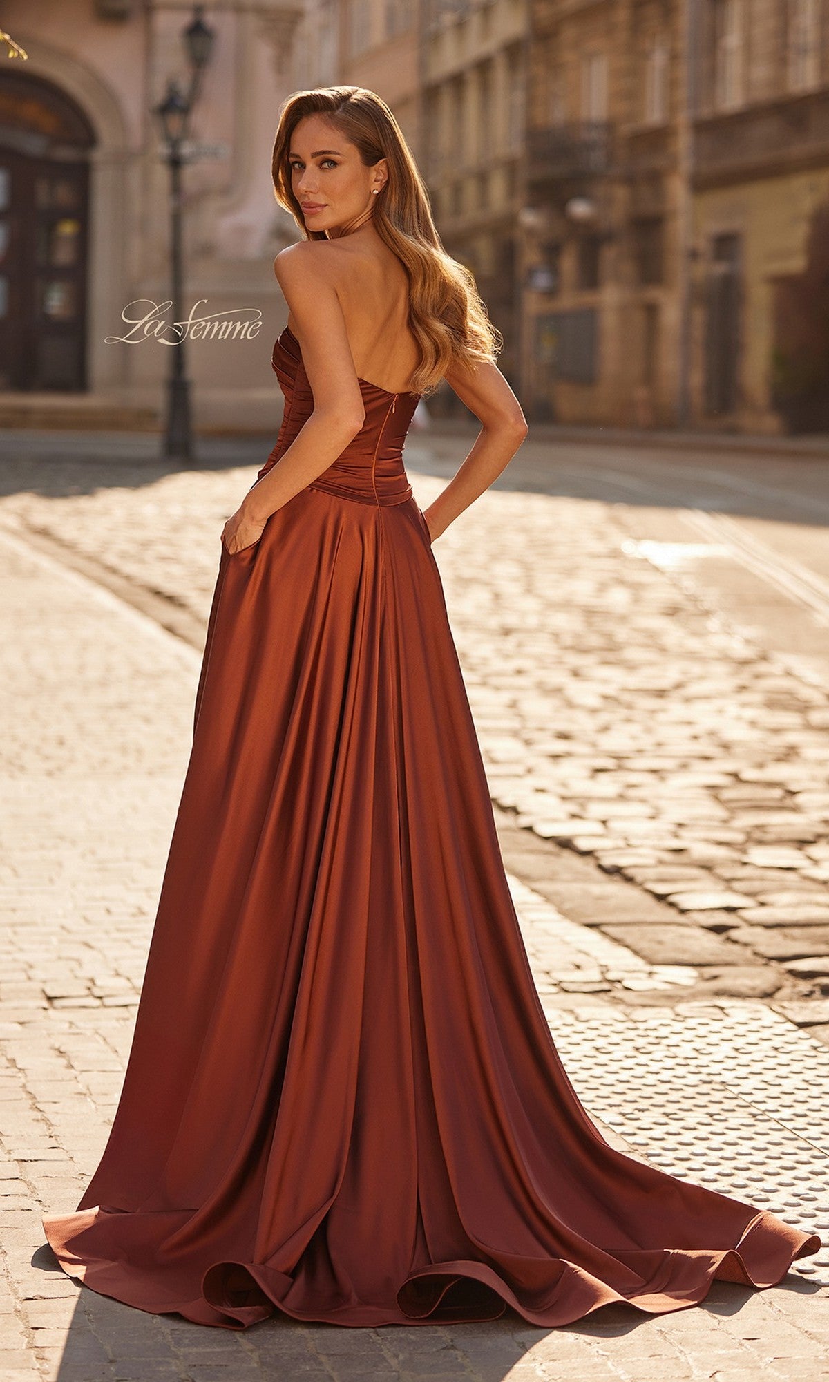 Strapless Long A-Line Prom Dress with Pockets Black / 18 Strapless Long A-Line Prom Dress with Pockets Black / 18