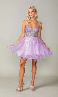 Glitter Tulle Short Prom Dress 3353