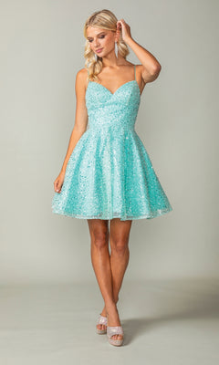 Short A-Line Sequin Homecoming Dress 3359 Mint / XSmall Short A-Line Sequin Homecoming Dress 3359 Mint / XSmall