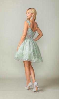green emerald velvet dress Zapaka Women Dark Green Short Homecoming Dress A Line Spaghetti Straps Cocktail Dress with Appliques, Dark Green / US16W main image 0