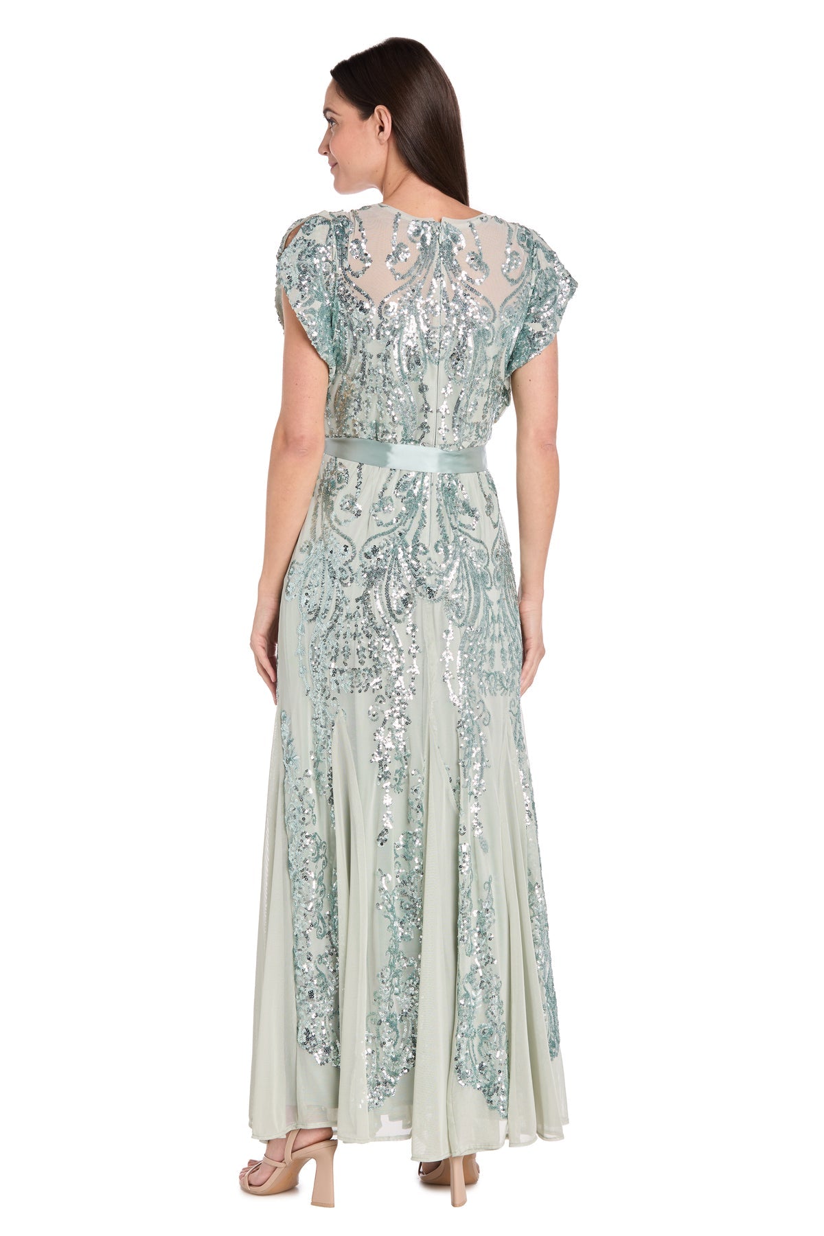 Petite Long Sage Formal Dress: R&M Richards 3465P Sage / 4P
