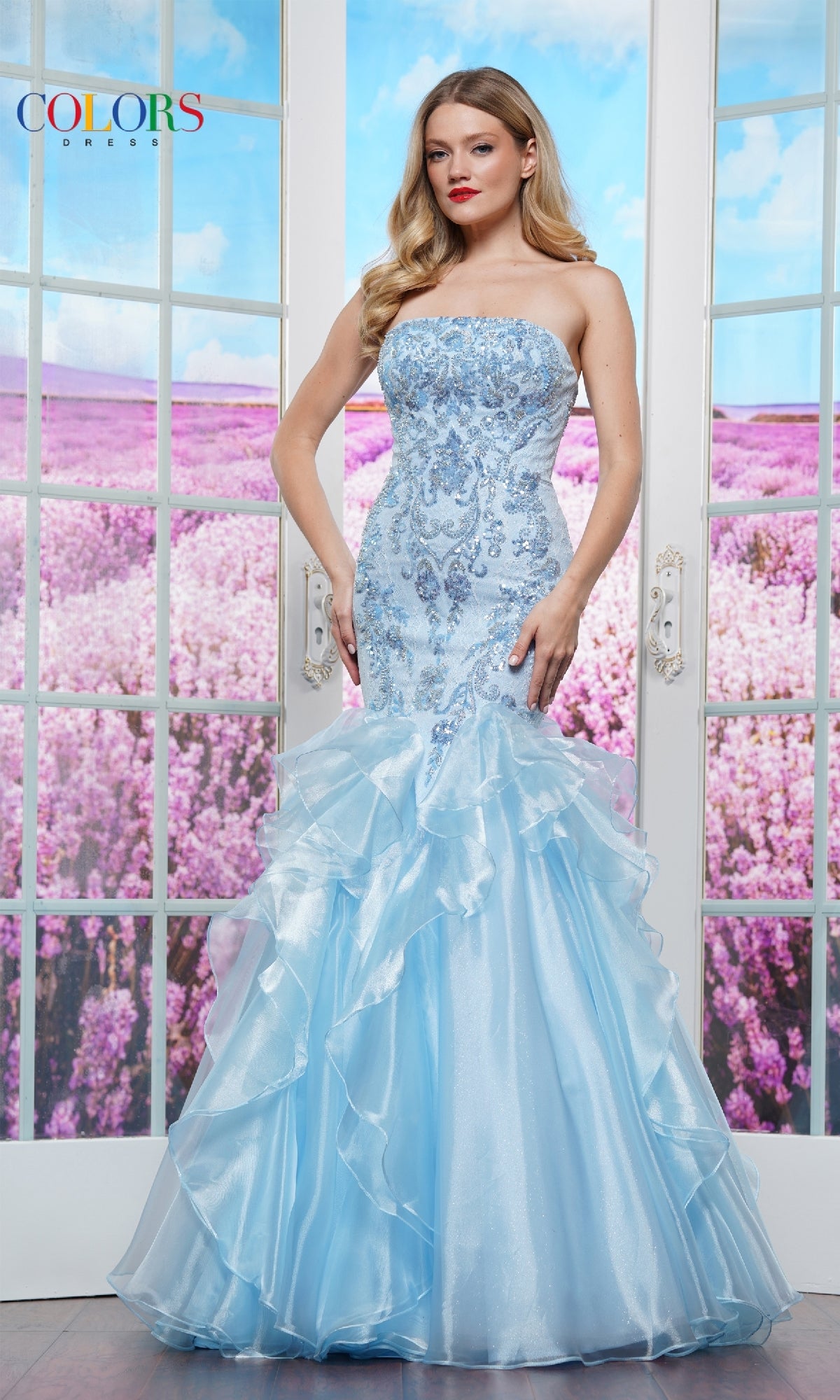 Strapless Long Lace Prom Dress: Colors Dress 3466