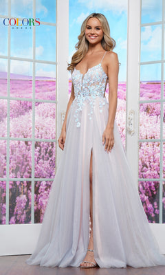 Sheer-Bodice Long A-Line Prom Dress with Strappy Back– PromGirl