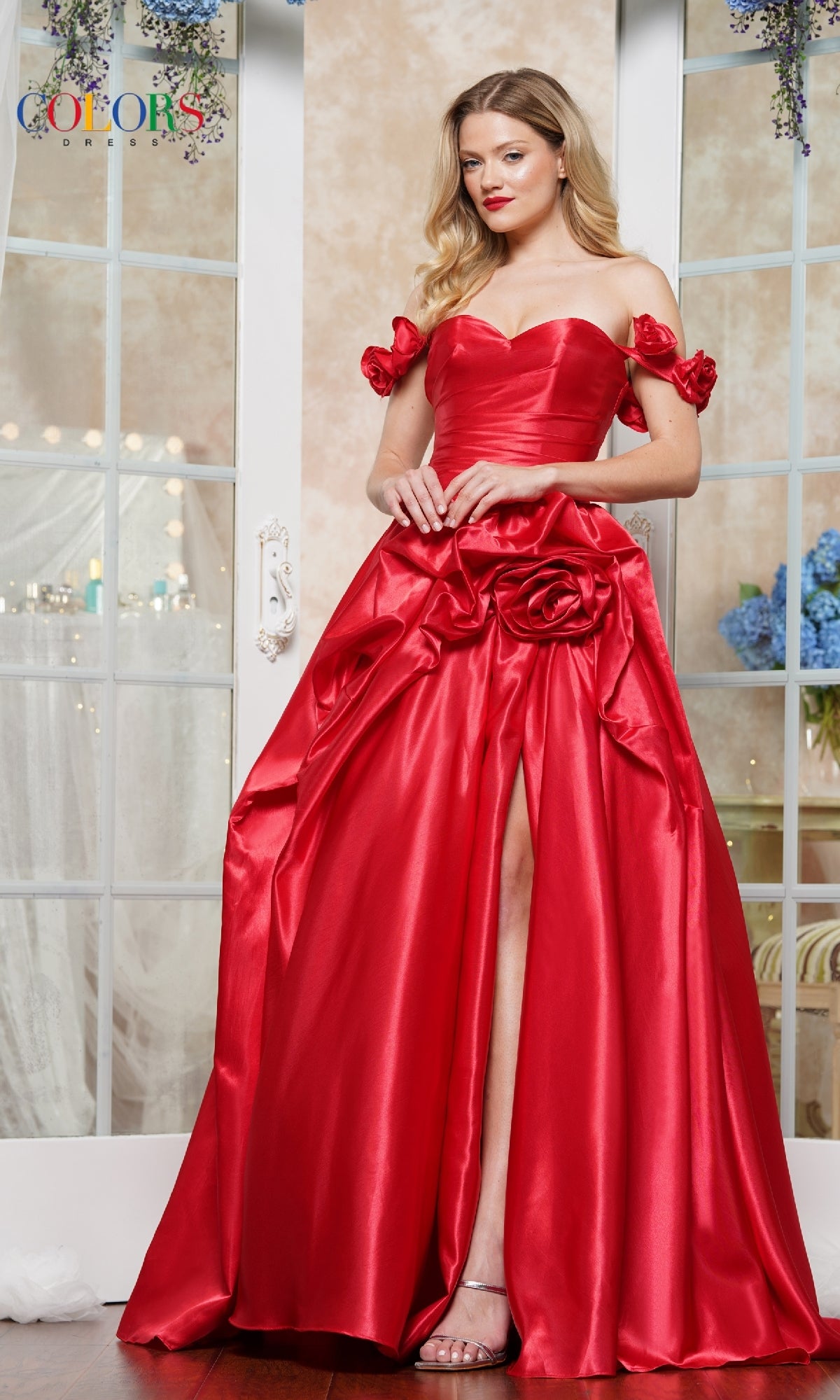 strapless open back dress Off-the-Shoulder Prom Ball Gown: Colors Dress 3521 Red / 0