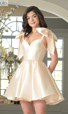 white dress with pink bows Casual Short White Wedding Dress with Pink Bow Straps loveangeldress