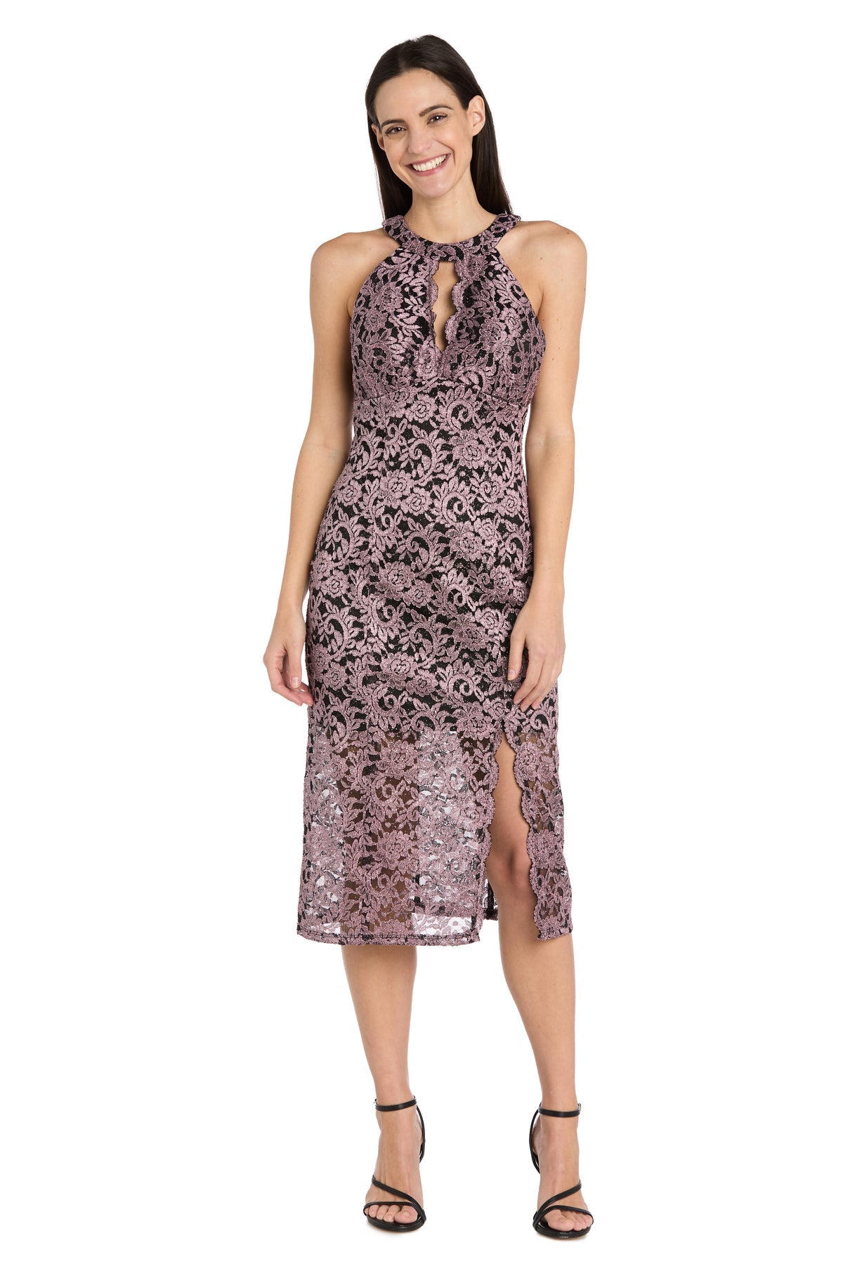 Mauve Knee-Length Party Dress: R&M Richards 3648 Mauve/Black / 6 Mauve Knee-Length Party Dress: R&M Richards 3648 Mauve/Black / 6