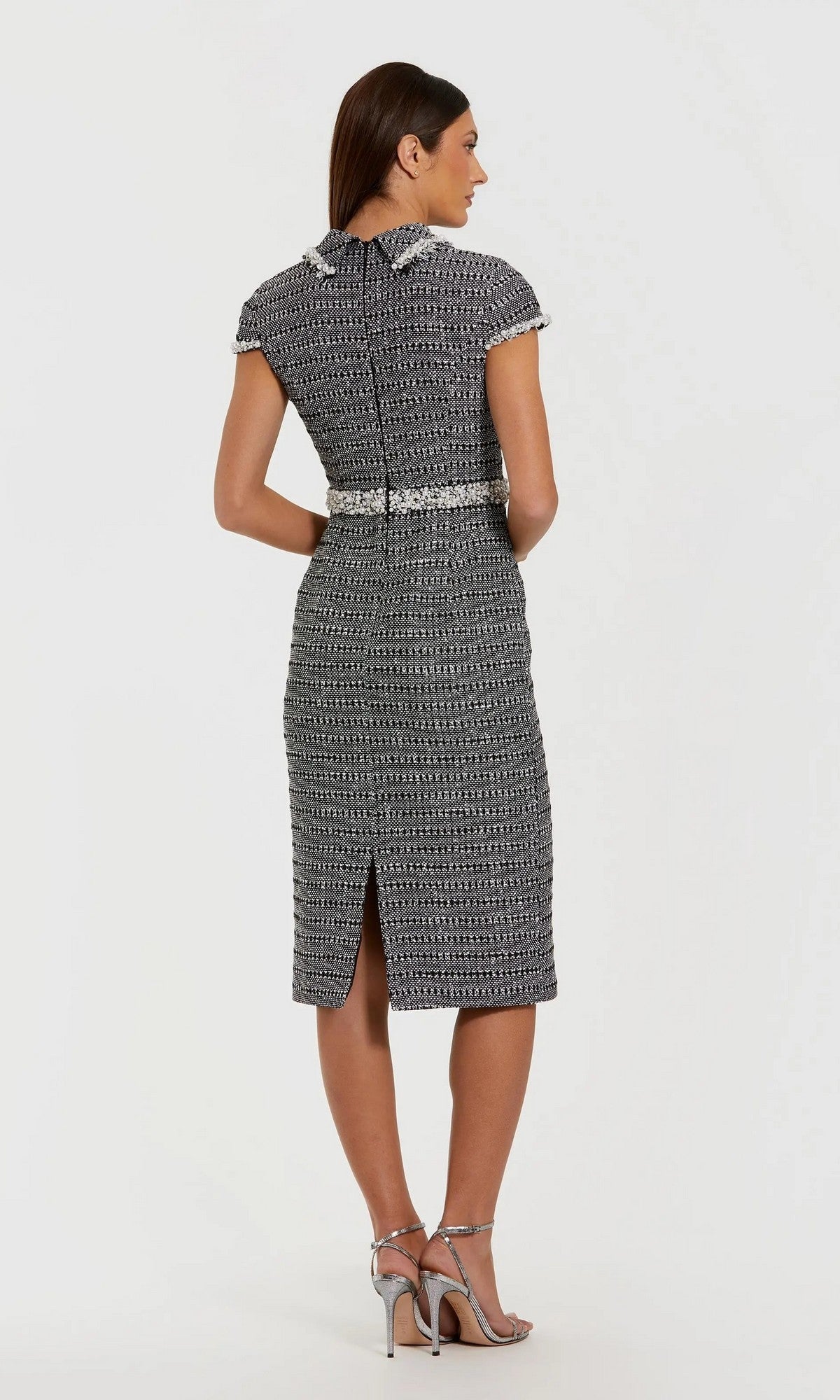 Mac Duggal Women's Cap Sleeve Boucle Midi Dress - Black White