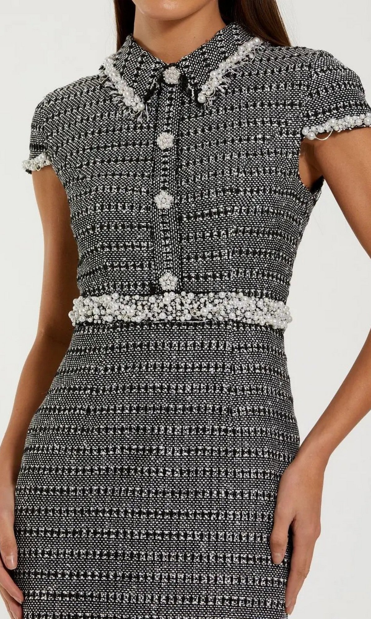 Mac Duggal Women's Cap Sleeve Boucle Midi Dress