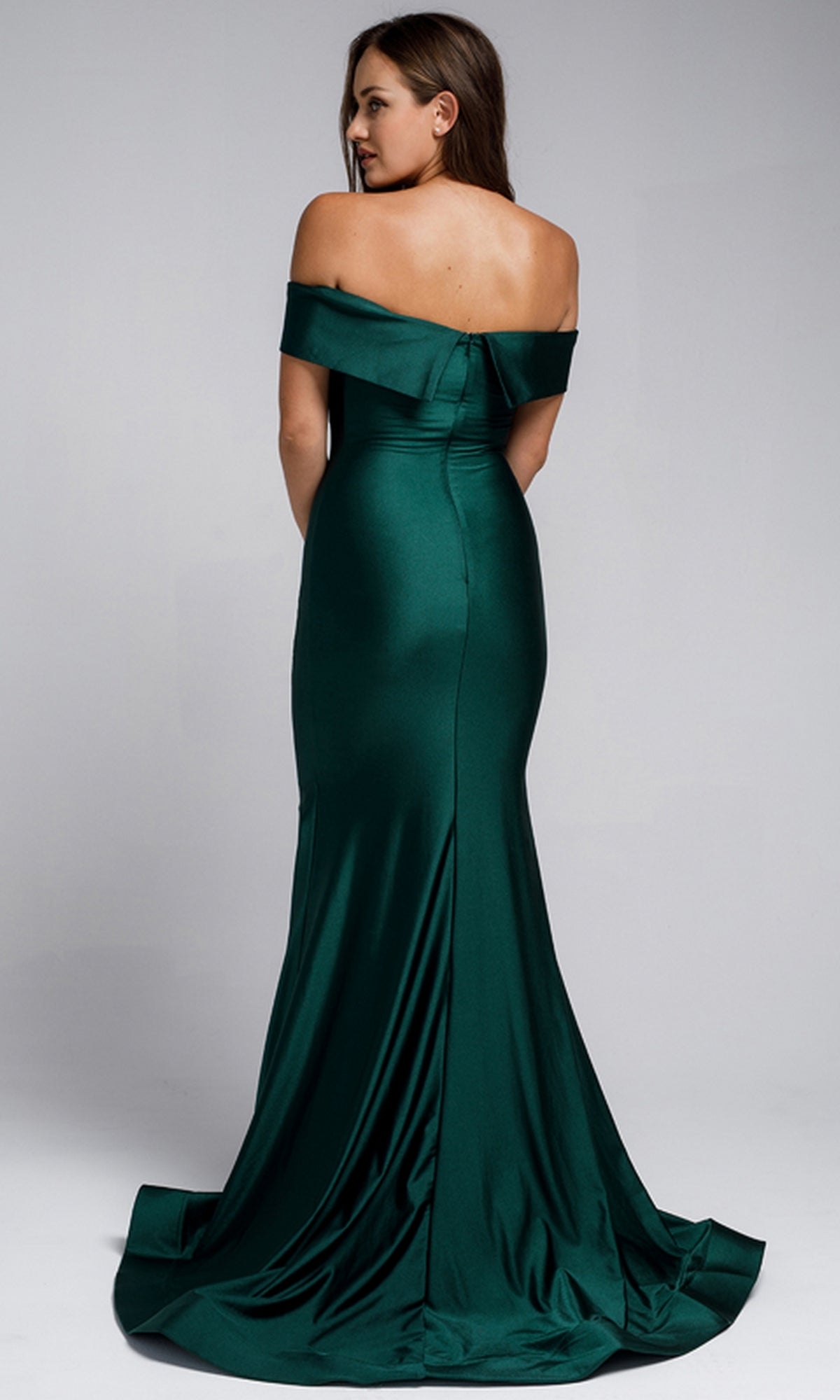 Off-Shoulder Sleek Simple Long Prom Dress - PromGirl White / 14 Off-Shoulder Sleek Simple Long Prom Dress - PromGirl White / 14