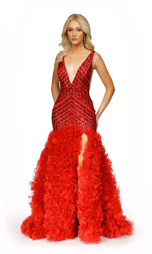 Sexy Long Sequin Prom Dress with Ruffled Mermaid Skirt– PromGirl