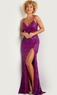 Jovani Backless Long Sequin-Print Prom Dress 38337