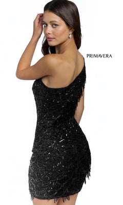 Fringed One-Shoulder Short Sequin Party Dress