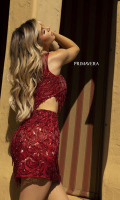 Fringed One-Shoulder Short Sequin Party Dress