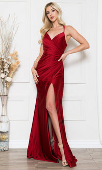 Faux-Wrap Long Formal Prom Dress 391