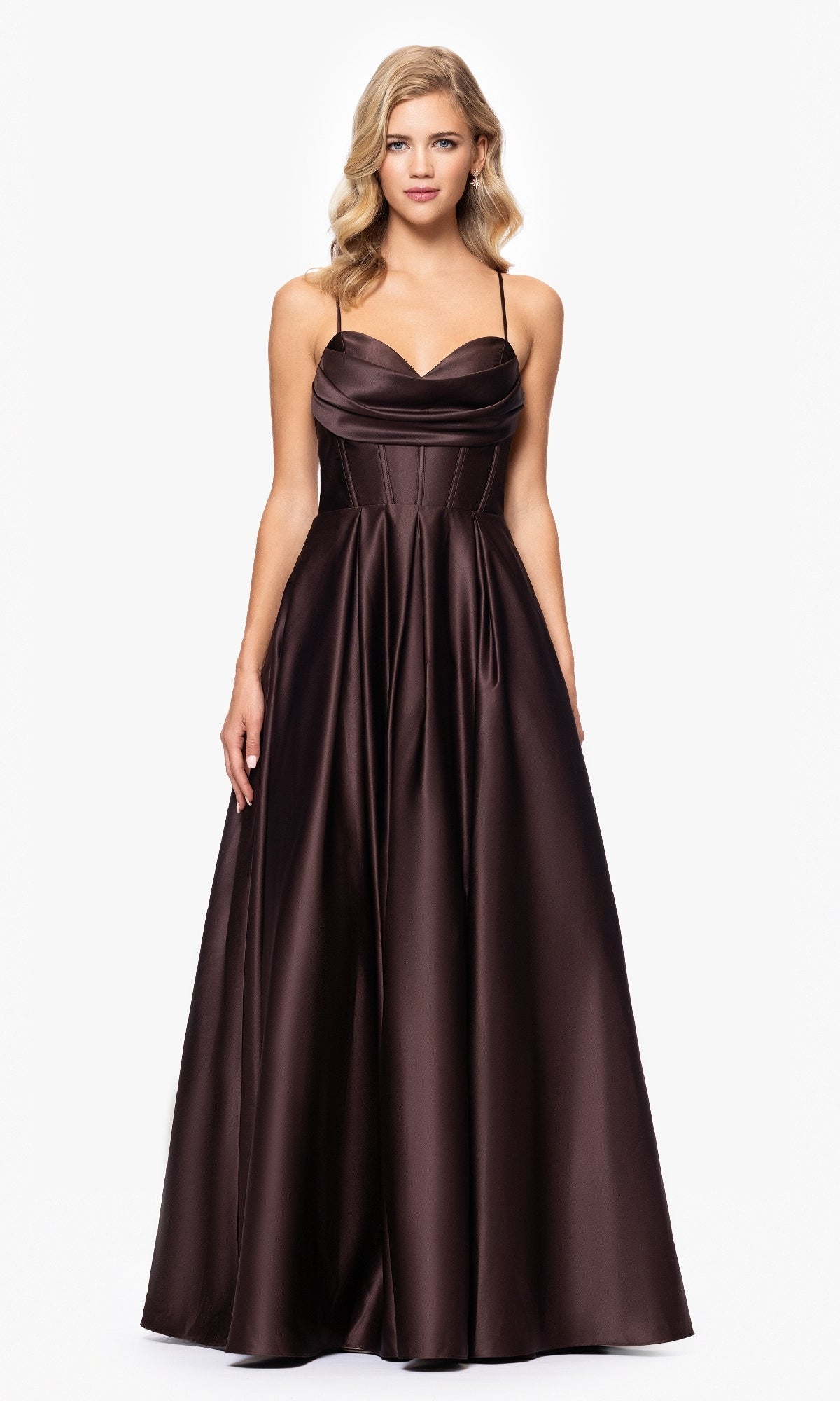 Lace-Up Long A-Line Prom Dress with Pockets Butter / 9 Lace-Up Long A-Line Prom Dress with Pockets Butter / 9