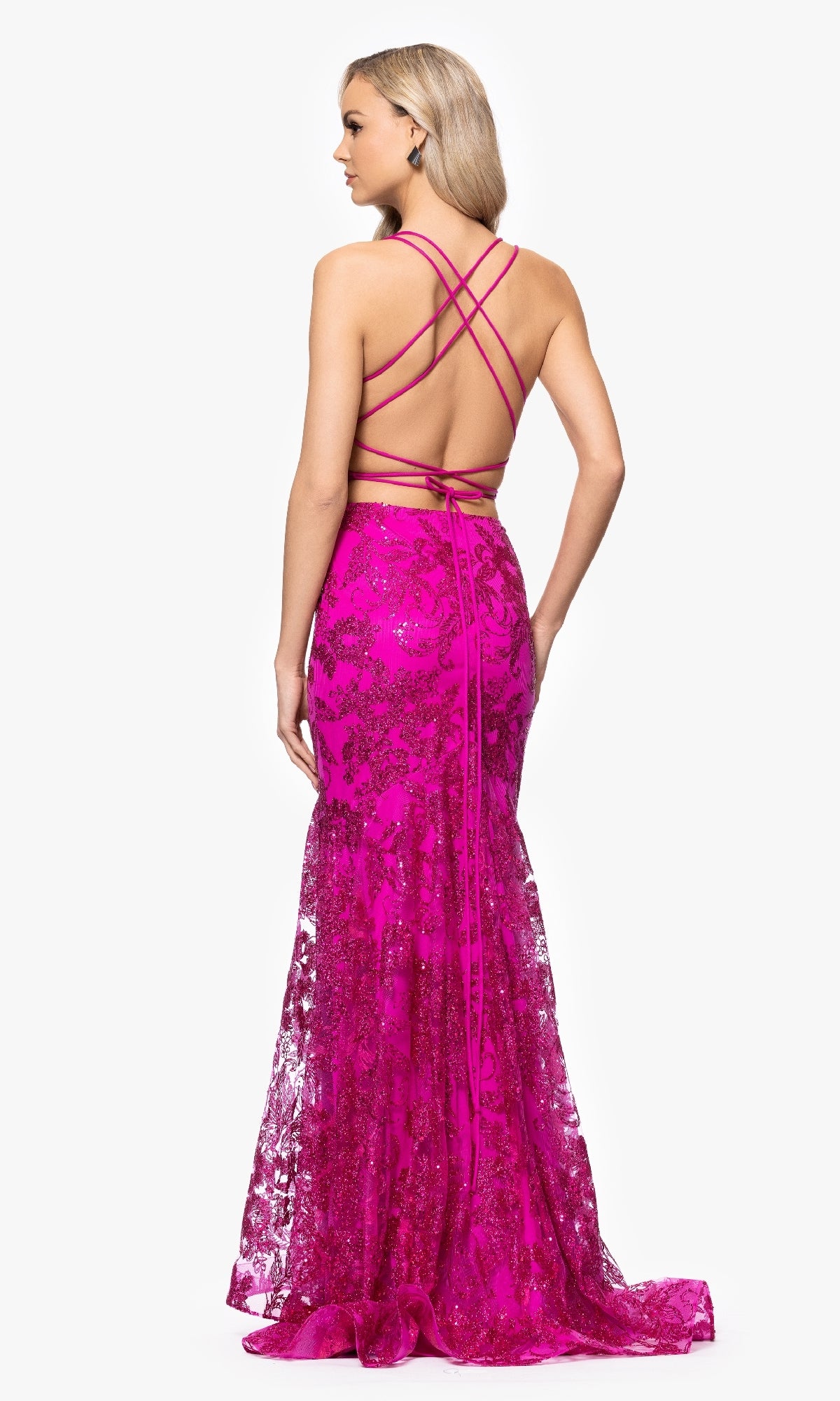Long Glitter Prom Dress: Blondie Nites 3960BN
