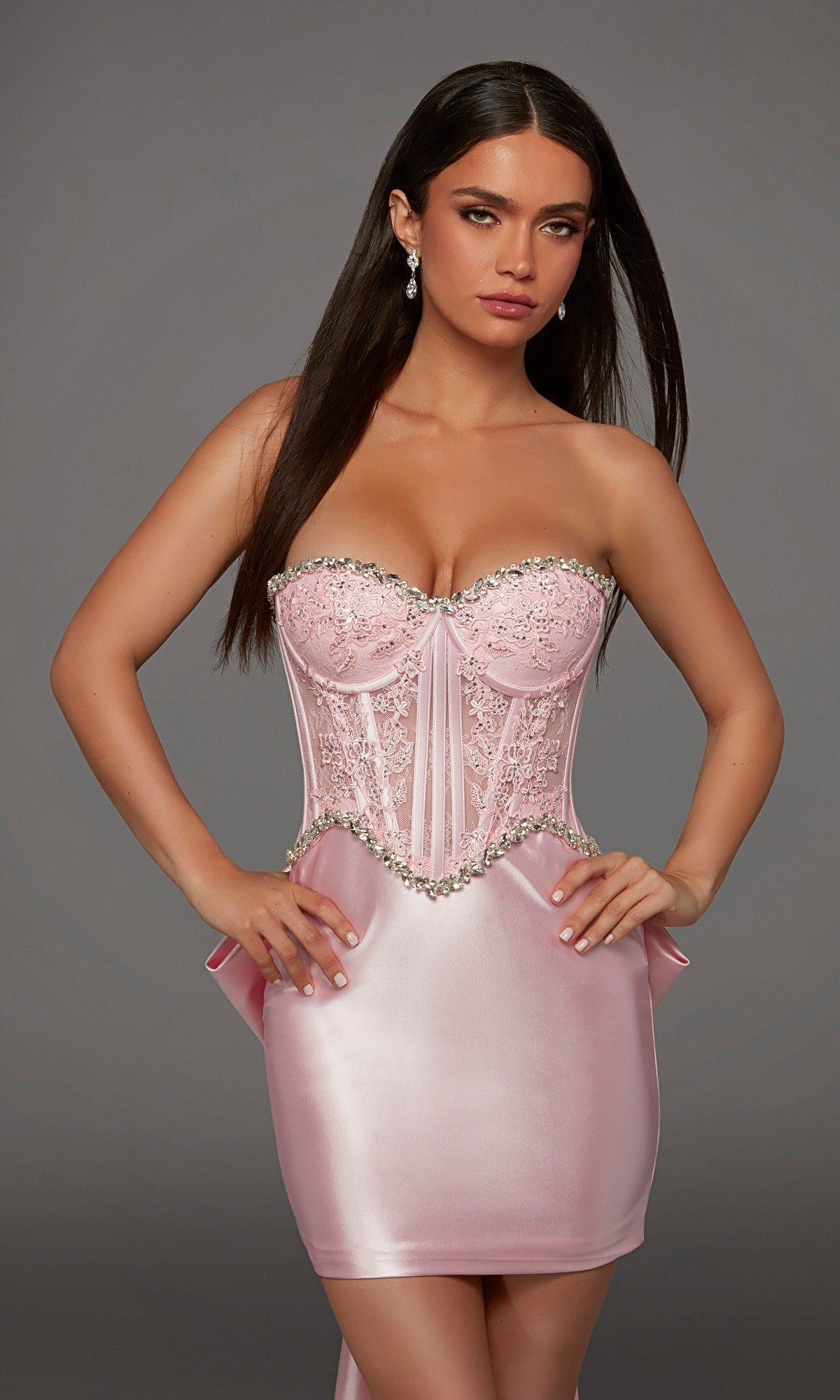 alyce paris homecoming dress Back-Bow Strapless Mini Hoco Dress: 40177 Rosewater / 000 Patrick_0704