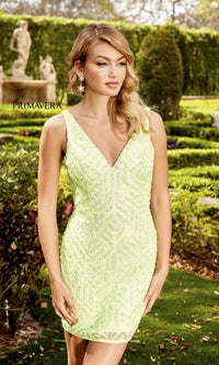 V-Neck Short Sequin-Pattern Party Dress 4053