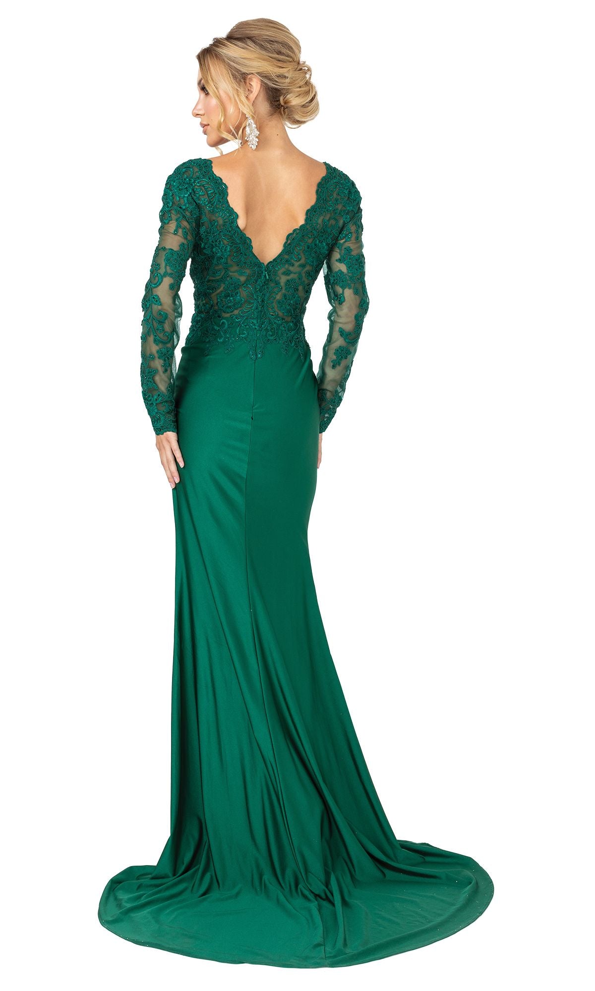 Long Formal Prom Dress with Lace Sleeves