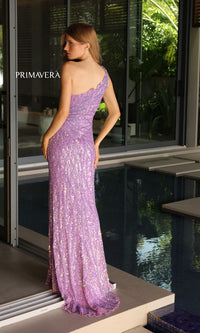 Primavera One-Shoulder Long Beaded Prom Dress 4133