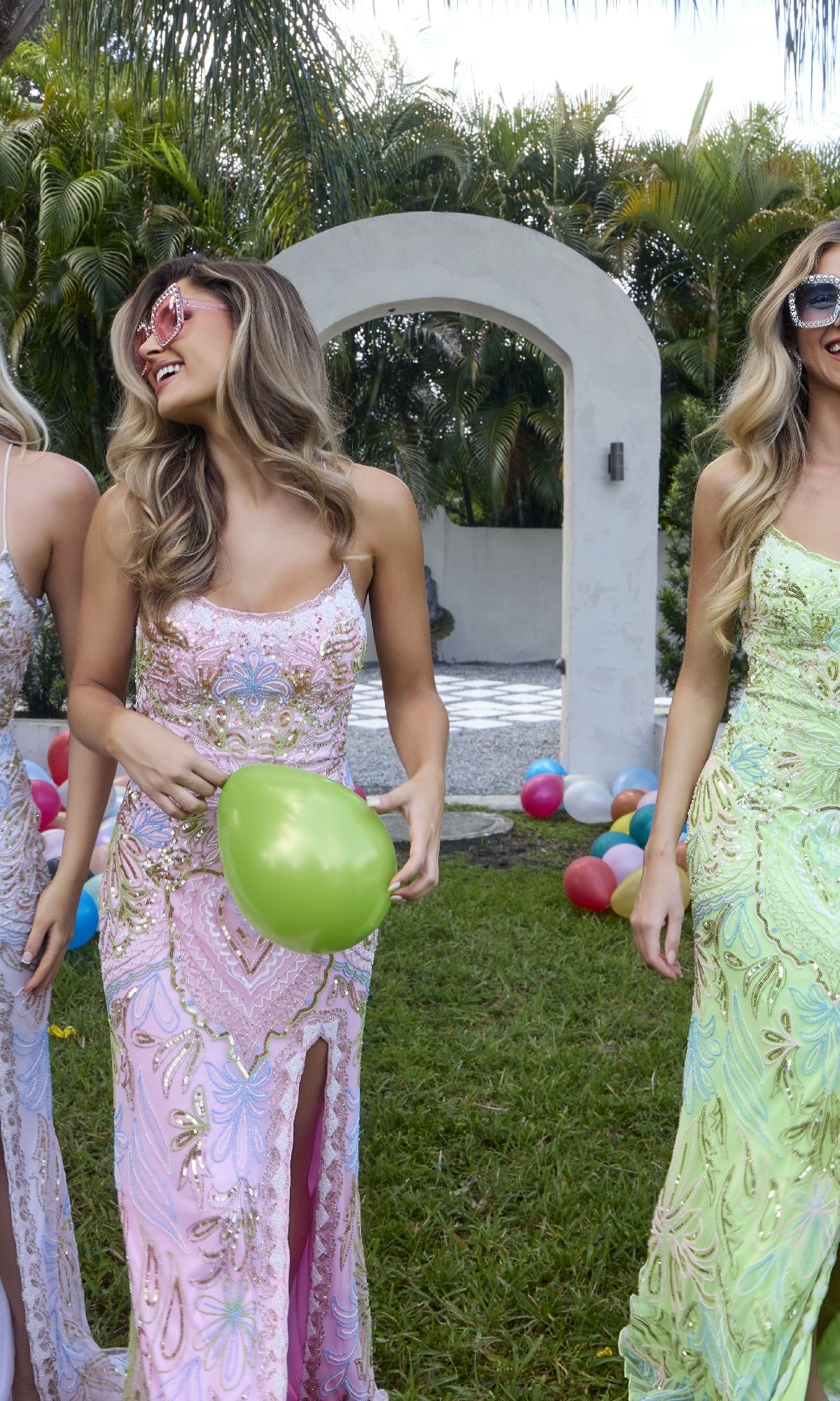 Beaded-Print Designer Prom Dress: Primavera 4156