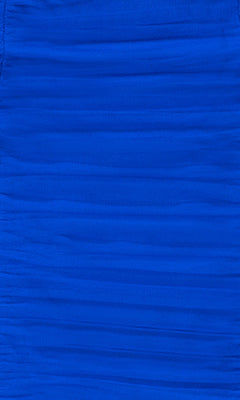 Close-up of blue, ruched fabric with horizontal textured lines from the Strapless Ruched Short Blue Hoco Dress 419BN.