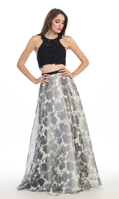 A woman stands against a plain white background wearing the Eureka 4222 long formal dress.