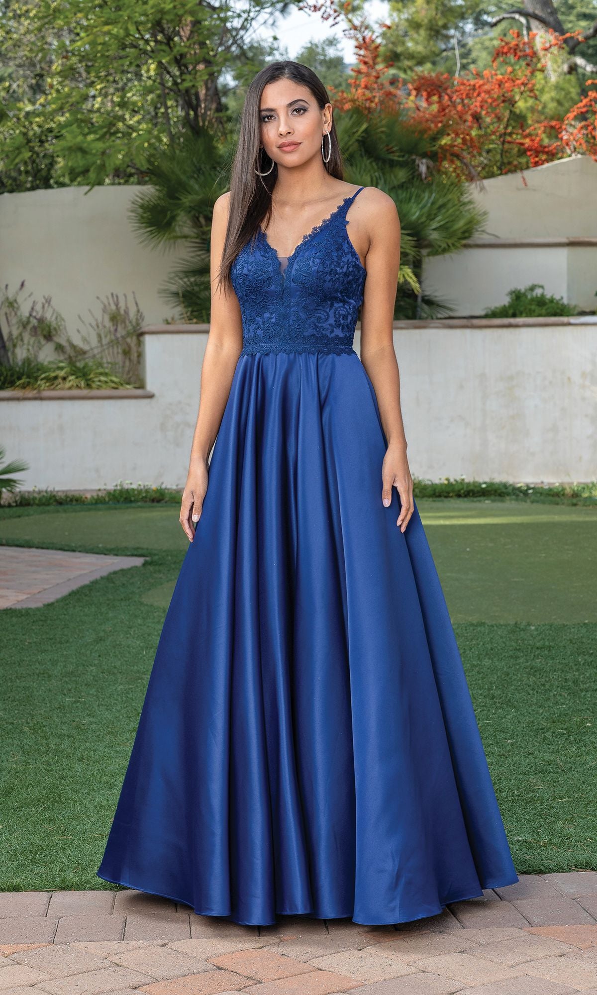 Long Embroidered-Bodice Prom Dress - PromGirl