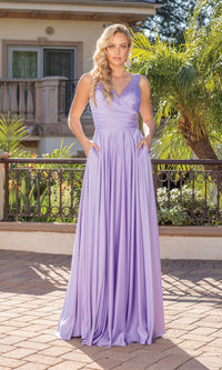 Wrap-Bodice Long A-Line Prom Dress with Corset